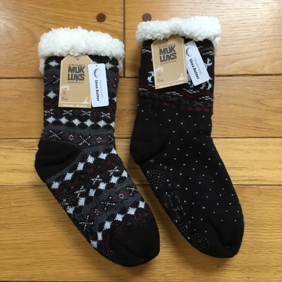 Muk Luks Accessories - Muk Luks Bundle of 2 Sherpa Cozy Cabin Socks